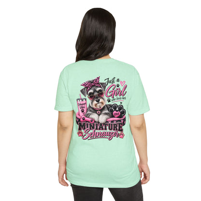 Miniature Schnauzer T-Shirt — "Just a Girl Who Loves Her Miniature Schnauzer" Cute Dog Tee