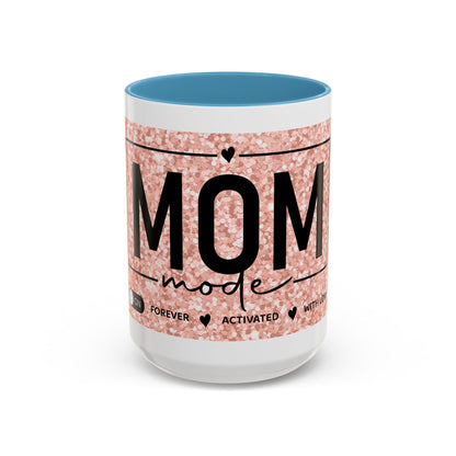 Mom Mode Glitter Accent Coffee Mug – 'Mom Mode' Rose Gold Sparkle (11/15oz)