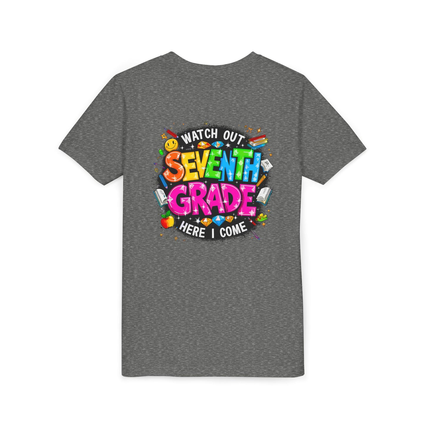 Seventh Grade Kids T-Shirt – “Watch Out Seventh Grade Here I Come” Back-to-School Tee