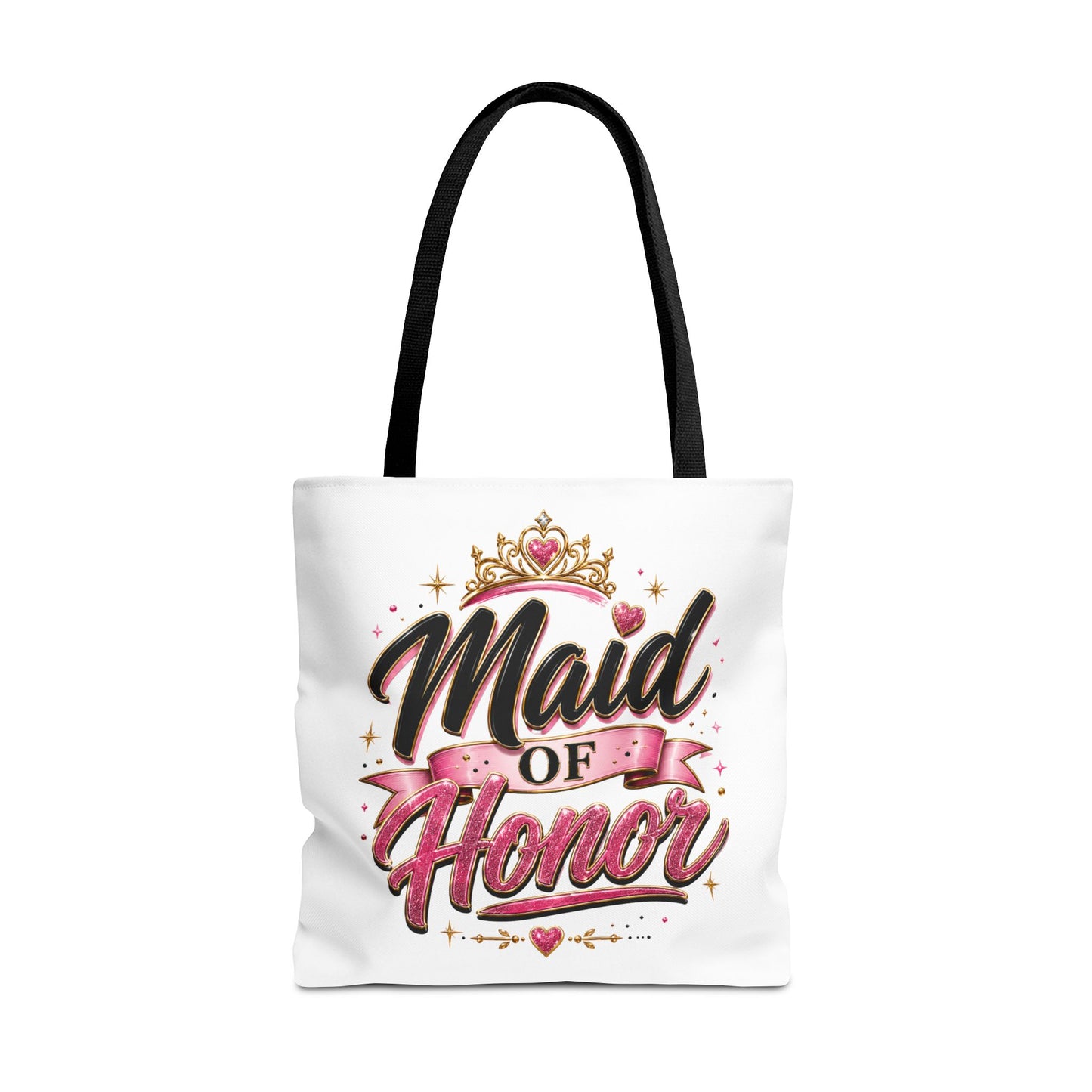 Maid of Honor Tote Bag — Pink Crown Bridal Party Tote for Weddings & Bachelorette