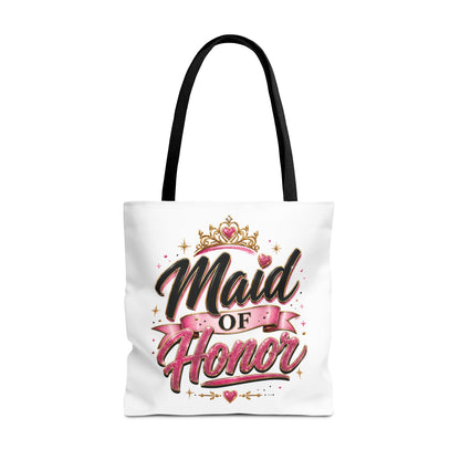 Maid of Honor Tote Bag — Pink Crown Bridal Party Tote for Weddings & Bachelorette