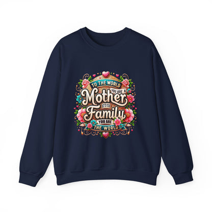 Mother & Family Crewneck Sweatshirt — "To the World You Are a Mother" Floral Gift