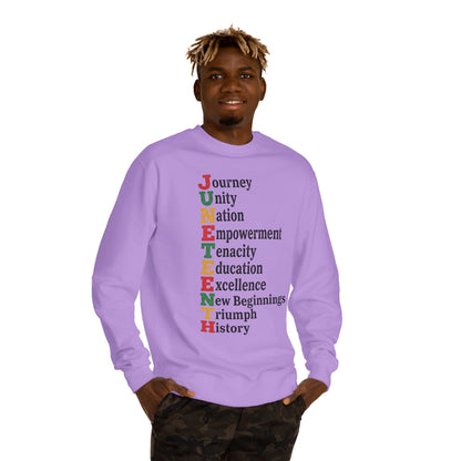 Juneteenth Acrostic Sweatshirt — Journey Unity Nation Empowerment Tee