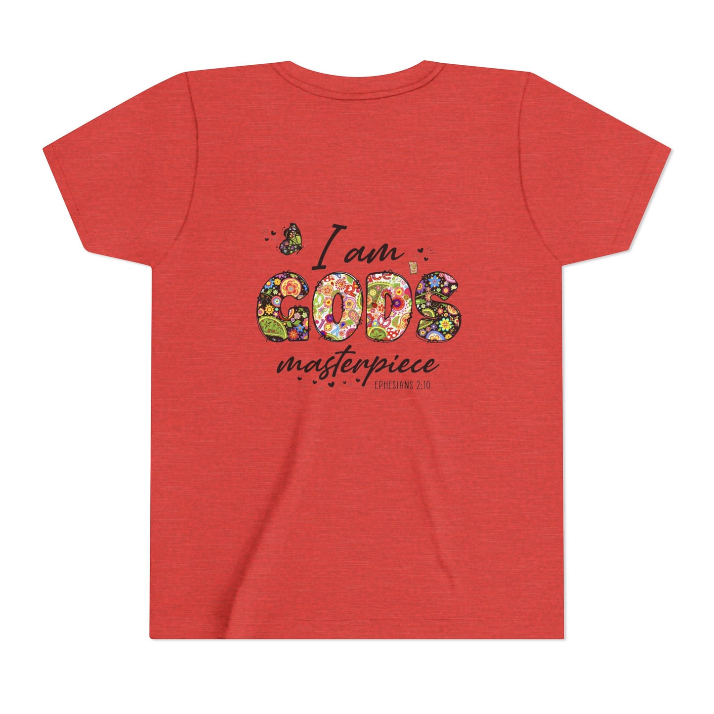 I Am God’s Masterpiece Youth Tee — Floral Christian Inspirational Shirt