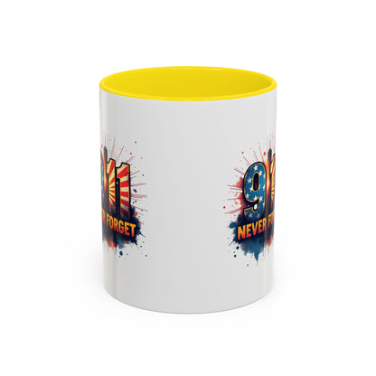 9/11 Never Forget Coffee Mug — Patriotic Memorial Accent Mug