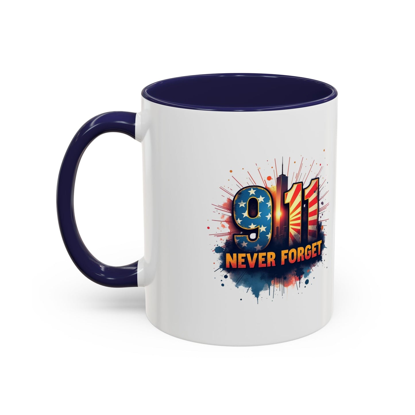9/11 Never Forget Coffee Mug — Patriotic Memorial Accent Mug