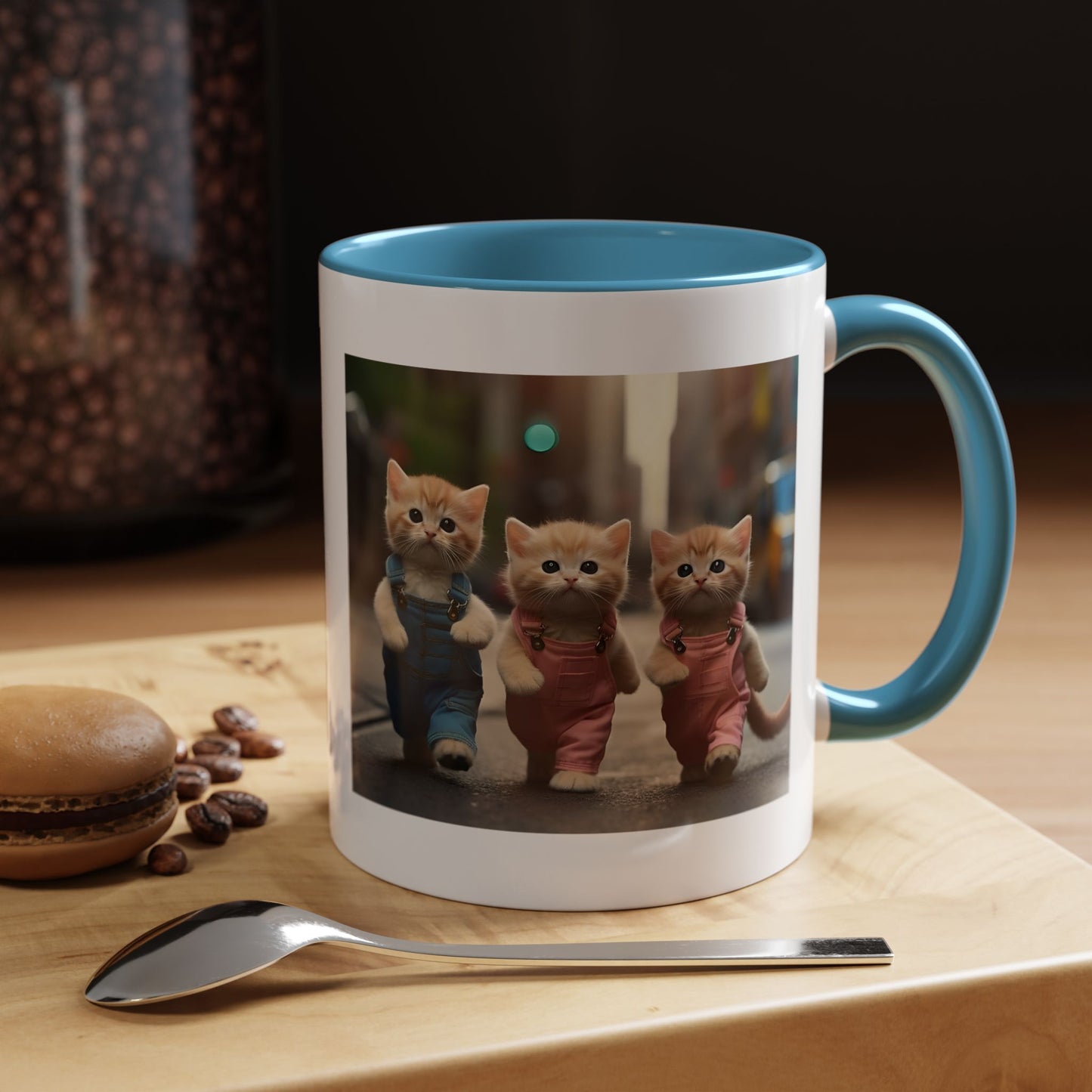 Cute Kittens Walking Coffee Mug — Adorable Cat Friends Accent Mug (11/15 oz)