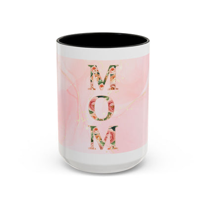 Mom Floral Accent Coffee Mug – Pink Rose Mother's Day Gift (11/15 oz)