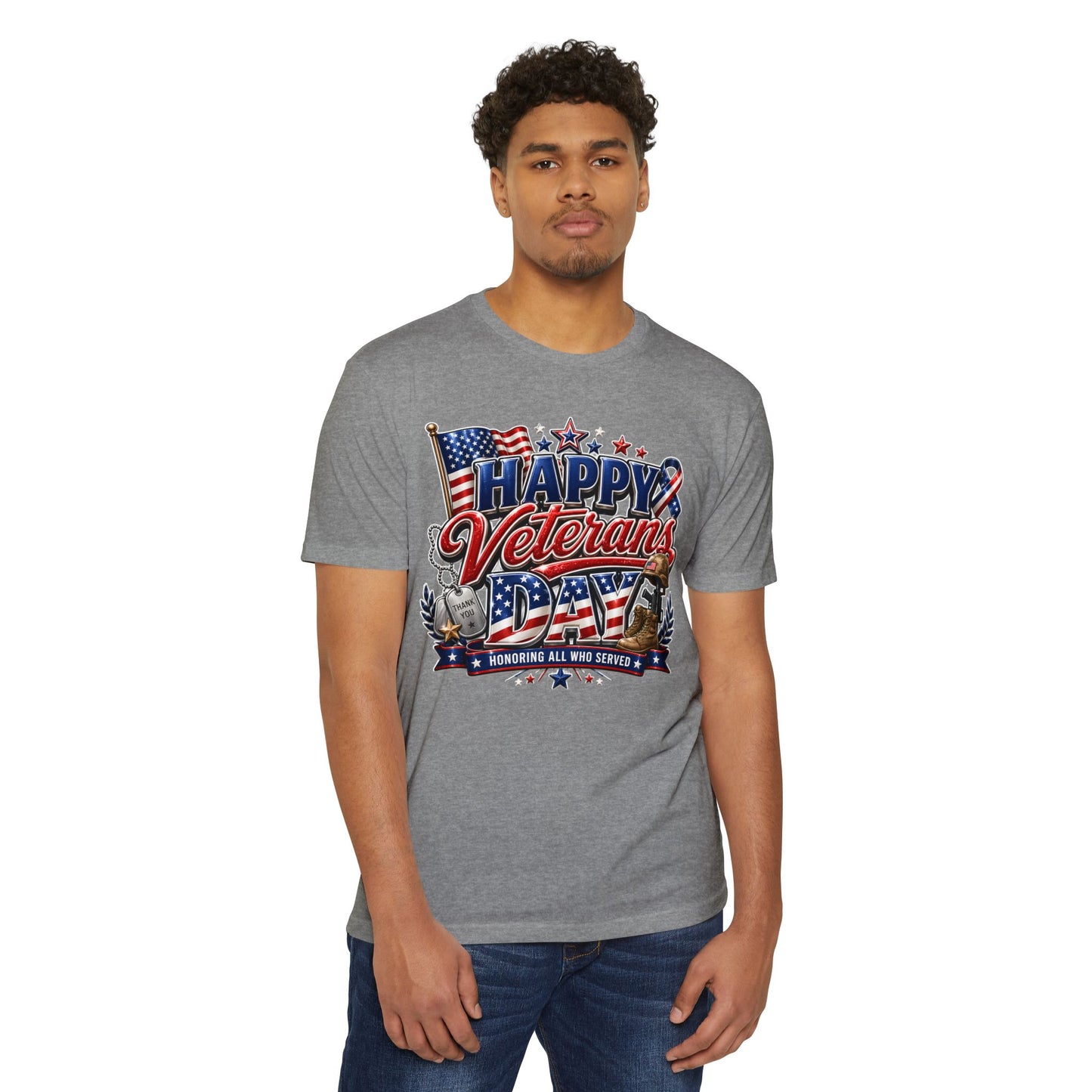 Veterans Day T-Shirt - "Happy Veterans Day" Patriotic Military Tribute Tee