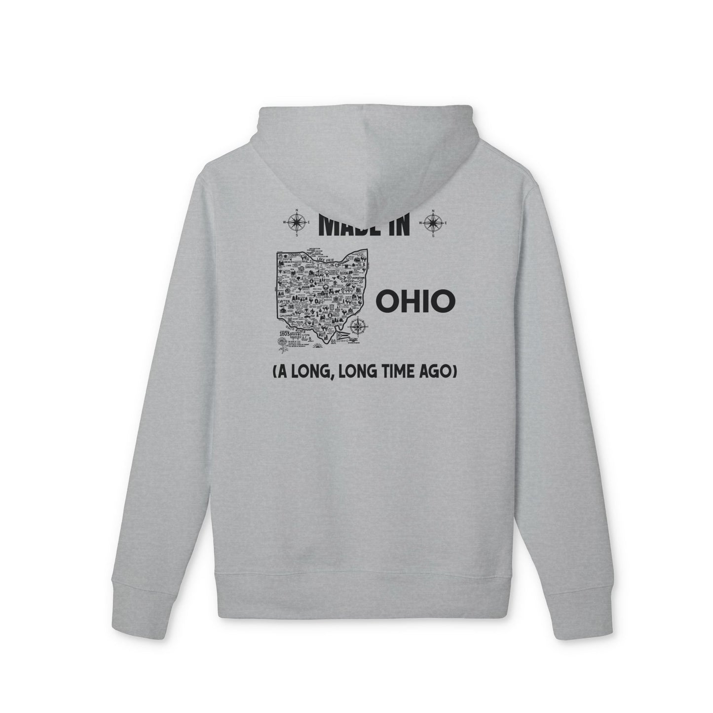 Ohio Map Hoodie — "Made in Ohio (A Long, Long Time Ago)" Retro State Pride Pullover