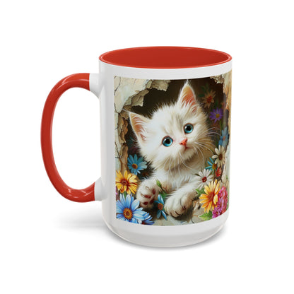 Cute Kitten Floral Accent Coffee Mug (11/15oz)