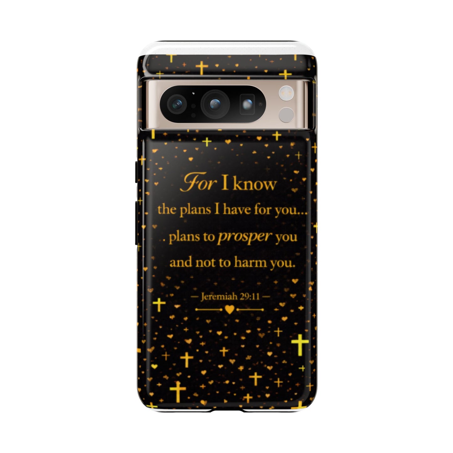 Phone Case — "For I Know" Jeremiah 29:11 Gold Cross Christian Tough Case