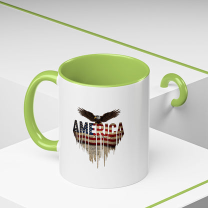 America Eagle Flag Accent Coffee Mug – Patriotic 11/15oz Ceramic