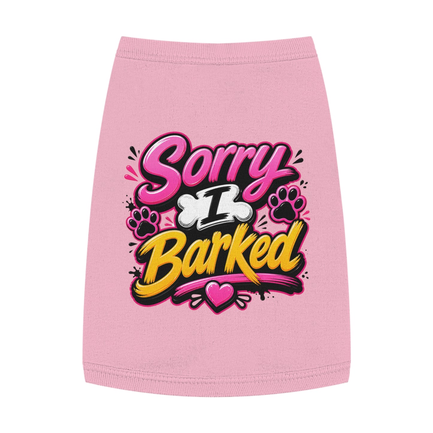 Dog Tank Top — “Sorry I Barked” Cute Paw Print Pet Shirt