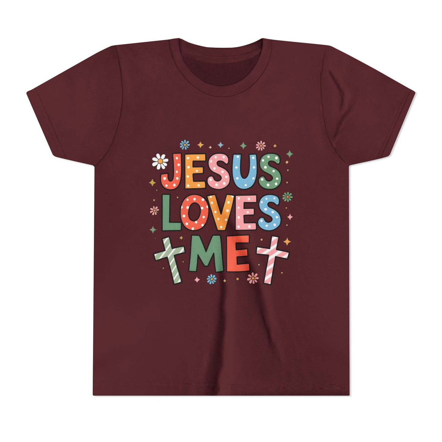 Youth Tee — "Jesus Loves Me" Colorful Christian Kids T-Shirt