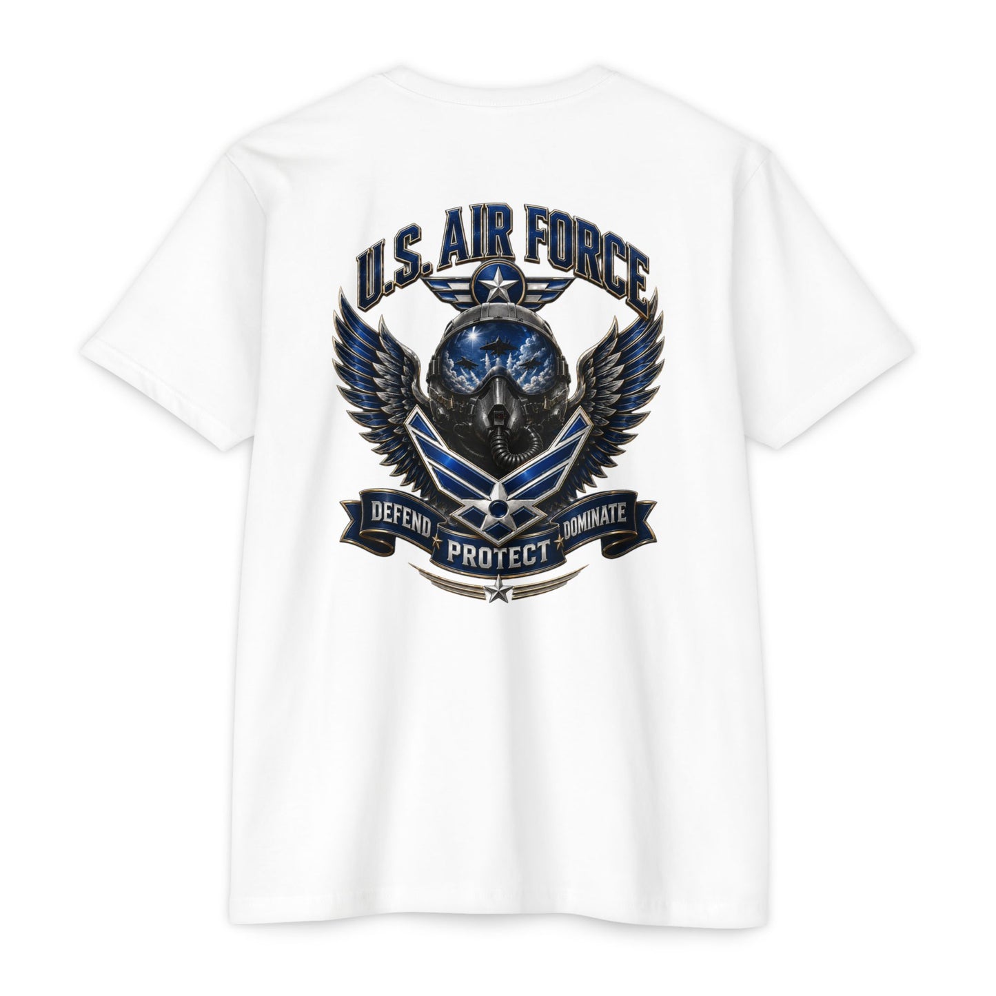 U.S. Air Force Skull Wings T-Shirt — Defend Protect Dominate Military Tee