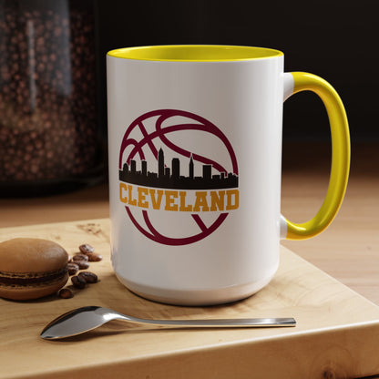 Cleveland Basketball Skyline Accent Coffee Mug (11/15 oz)