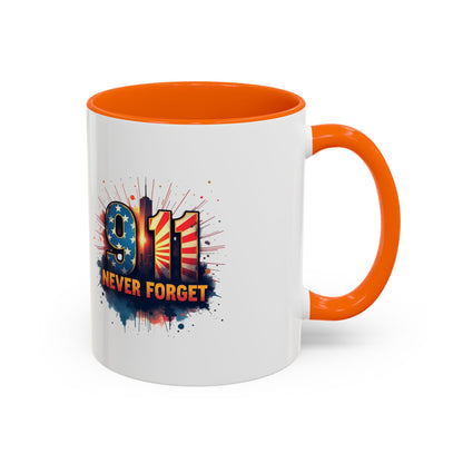 9/11 Never Forget Coffee Mug — Patriotic Memorial Accent Mug