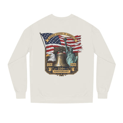 Liberty 250th Anniversary Sweatshirt — USA Flag, Statue of Liberty & Liberty Bell Design