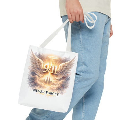 9/11 Memorial Tote Bag – 'Never Forget' Angel Wings Tribute