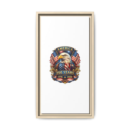 America 250th Anniversary Framed Canvas — Patriotic Bald Eagle Wall Art