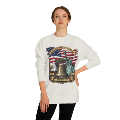 Liberty 250th Anniversary Sweatshirt — USA Flag, Statue of Liberty & Liberty Bell Design