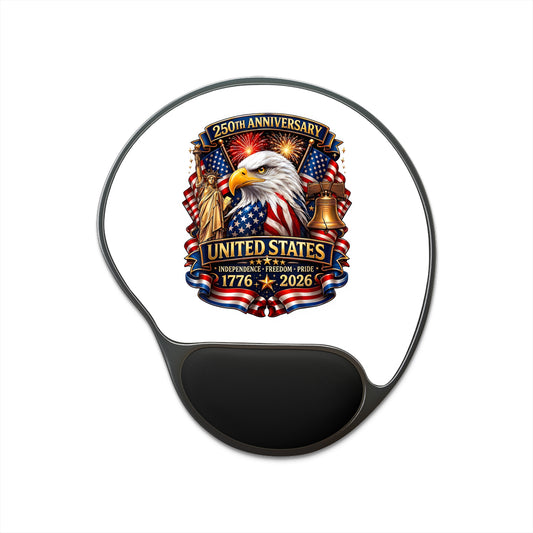 250th Anniversary United States Eagle Mouse Pad with Wrist Rest – 1776–2026 Patriotic Computer Pad