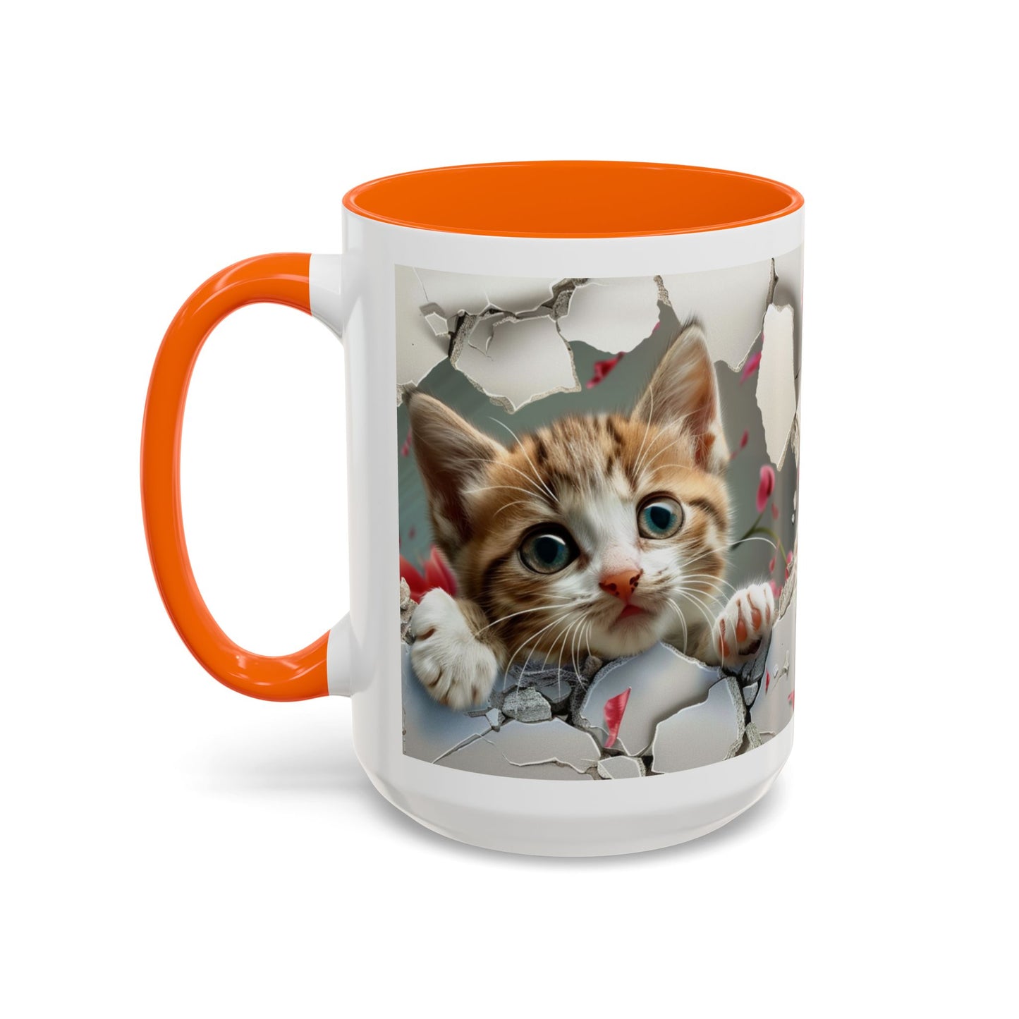 Kitten Peek Accent Coffee Mug — Cute Cat Peekhole Design (11/15 oz)