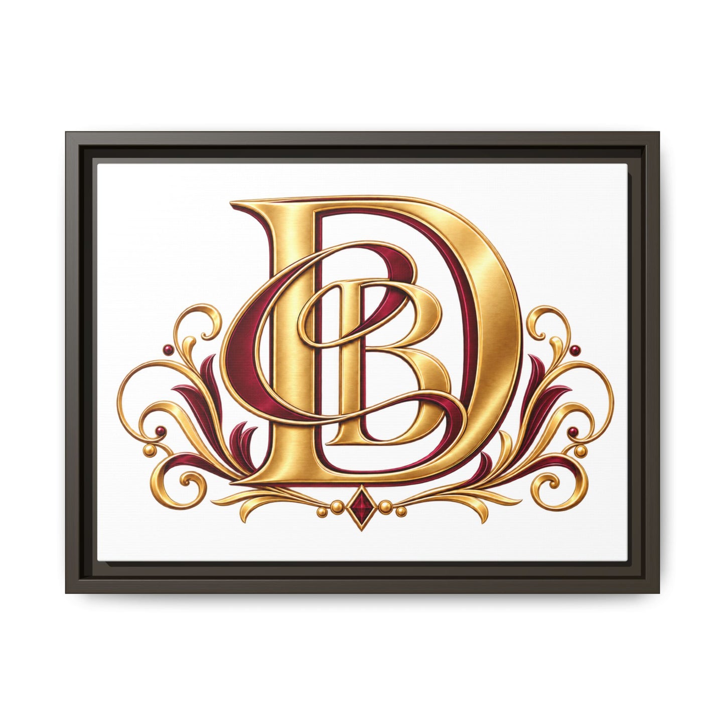 Monogram Letter D Canvas Print — Framed Matte Wall Art