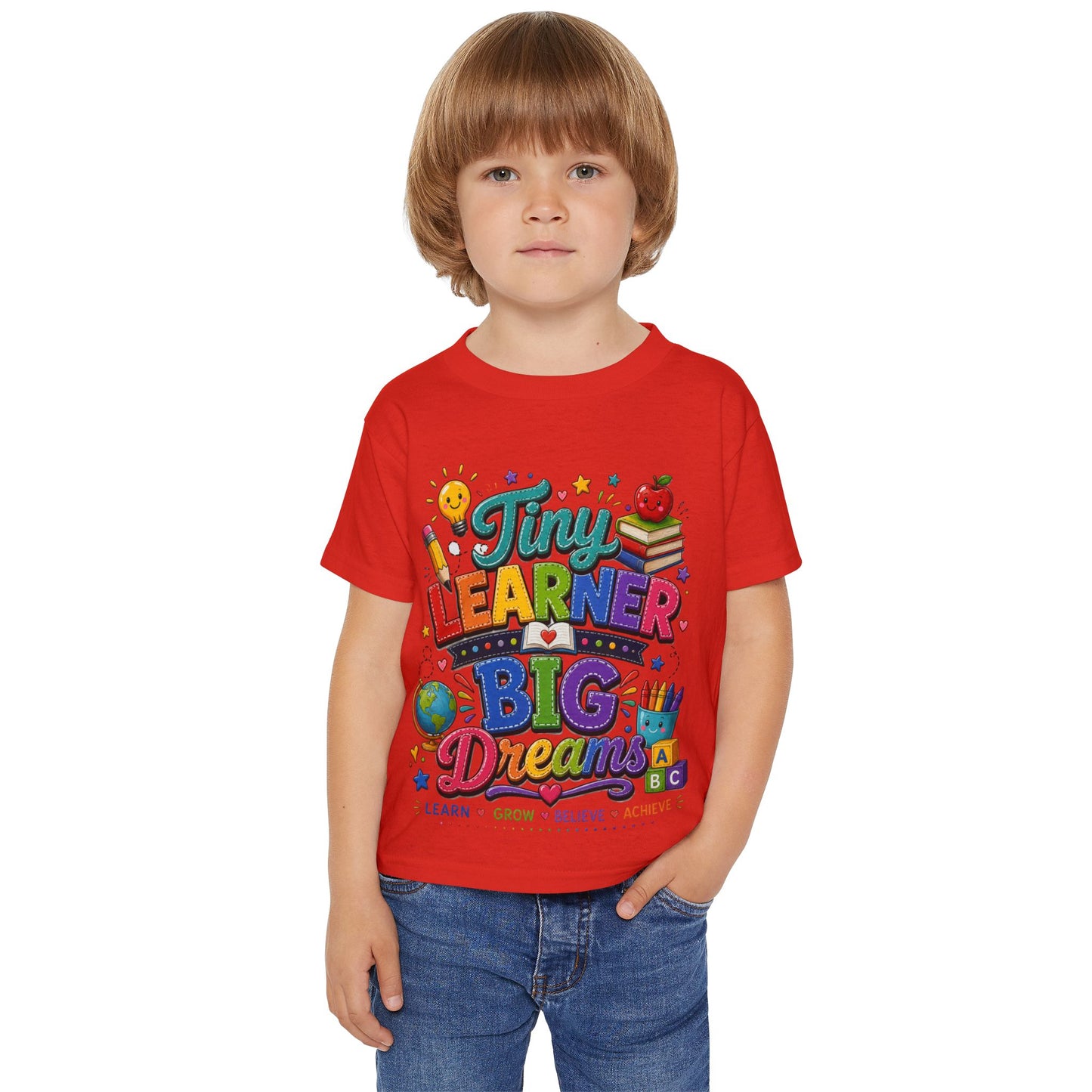 Toddler T‑Shirt — “Tiny Learner Big Dreams” Colorful Back‑to‑School Tee