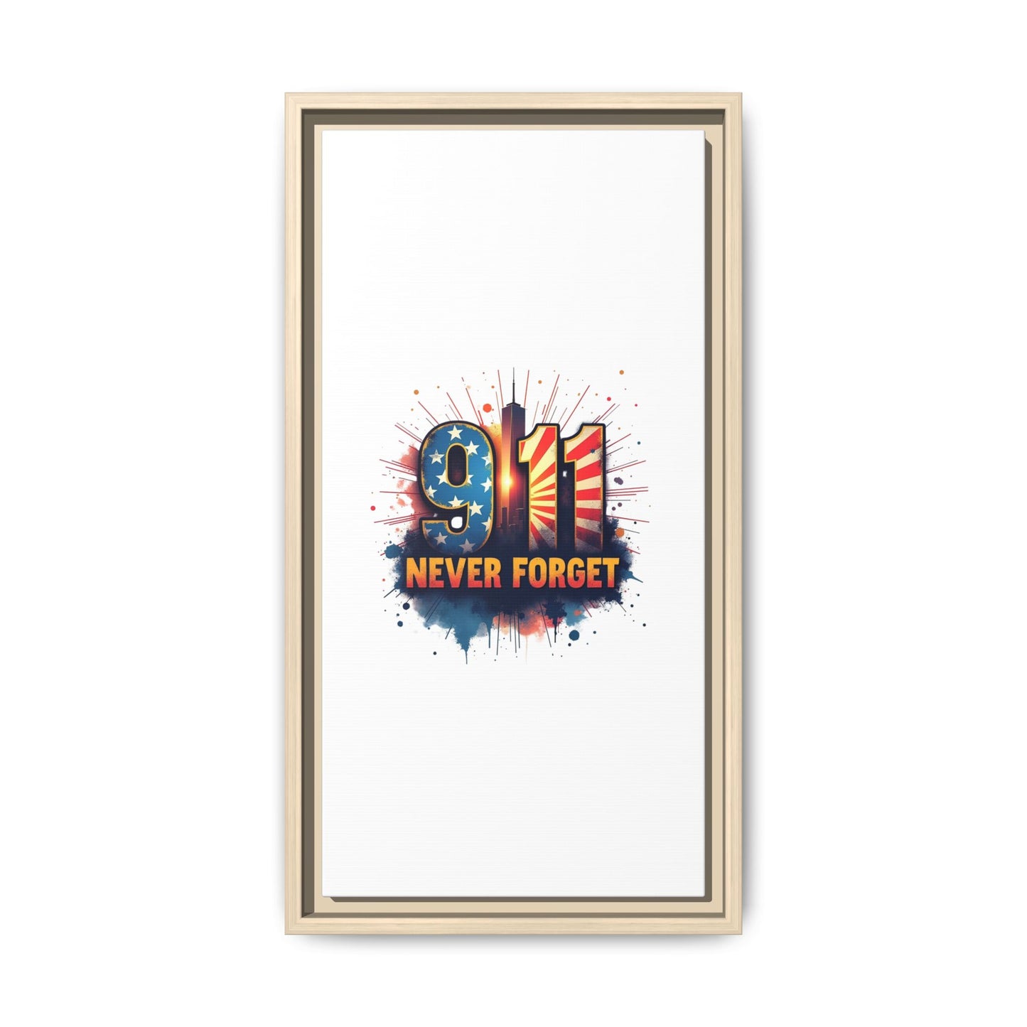 Framed Canvas Wall Art — “9·11 Never Forget” Memorial Print