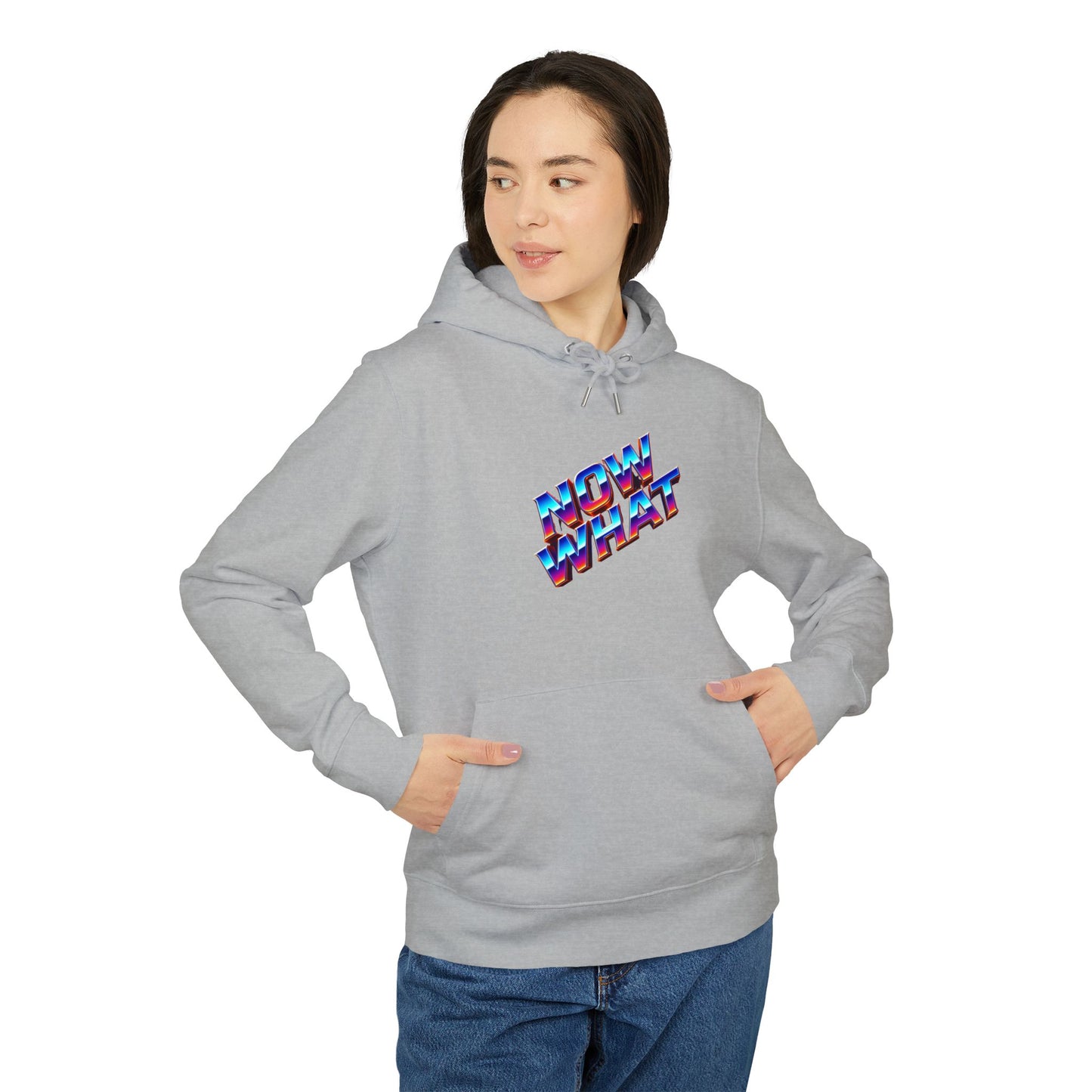 Now What Hoodie — Retro 3D Text Graphic Pullover