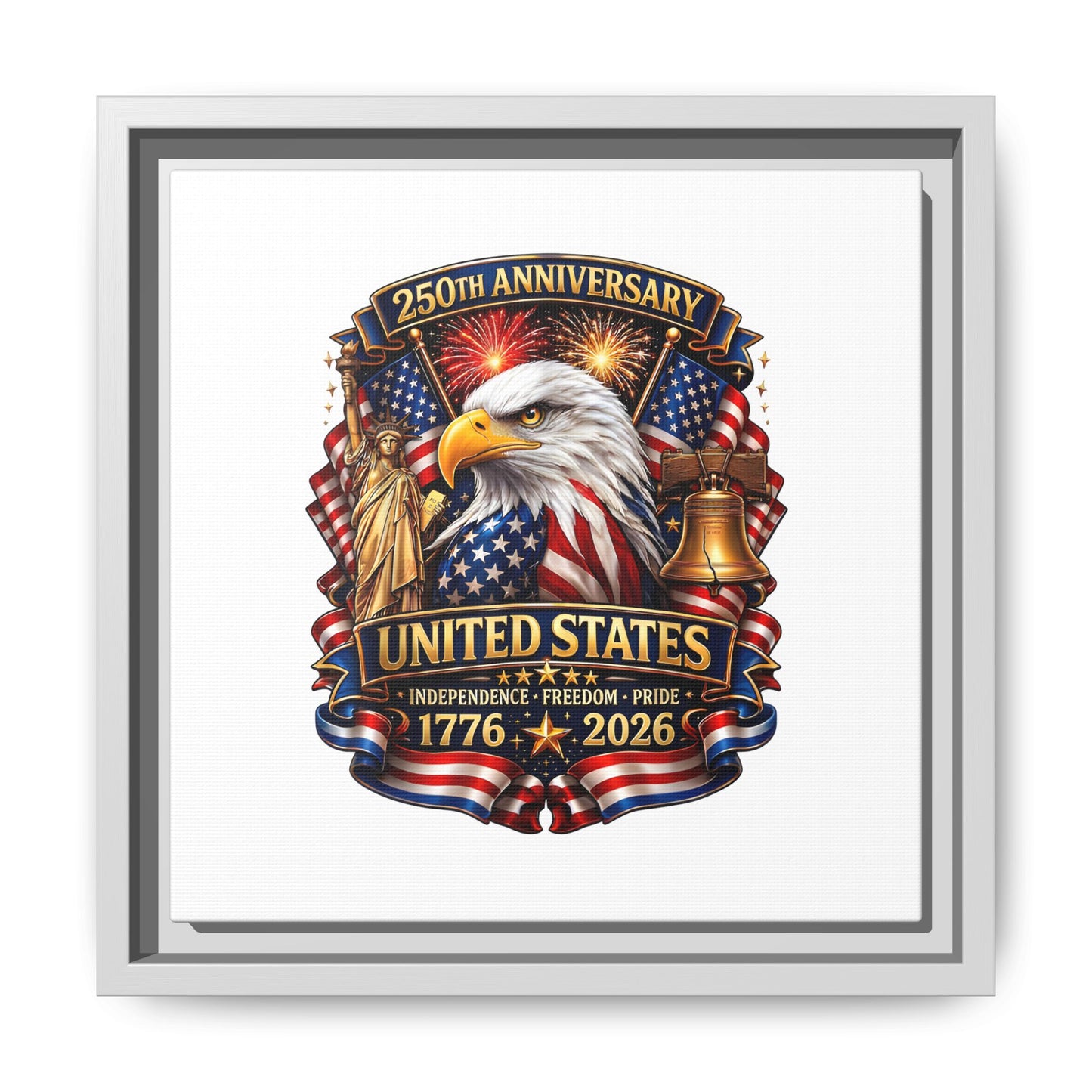 250th Anniversary United States Framed Canvas - Patriotic Eagle 1776–2026