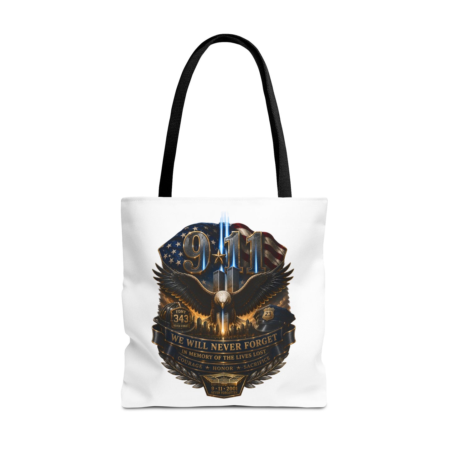 9/11 Memorial Eagle Tote Bag – Never Forget Tribute Tote