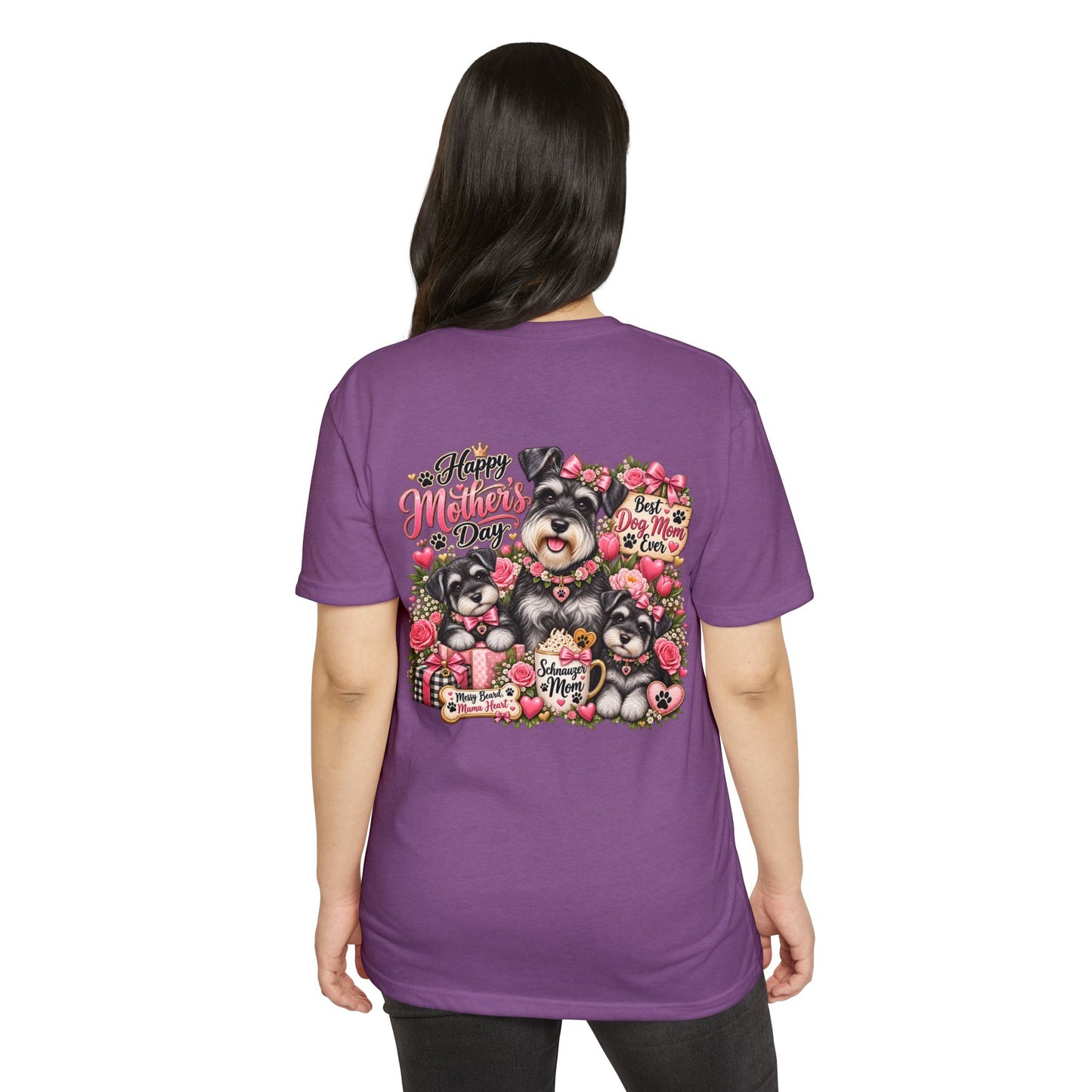 Mother's Day Schnauzer T-Shirt — "Happy Mother's Day" Dog Mom Tee