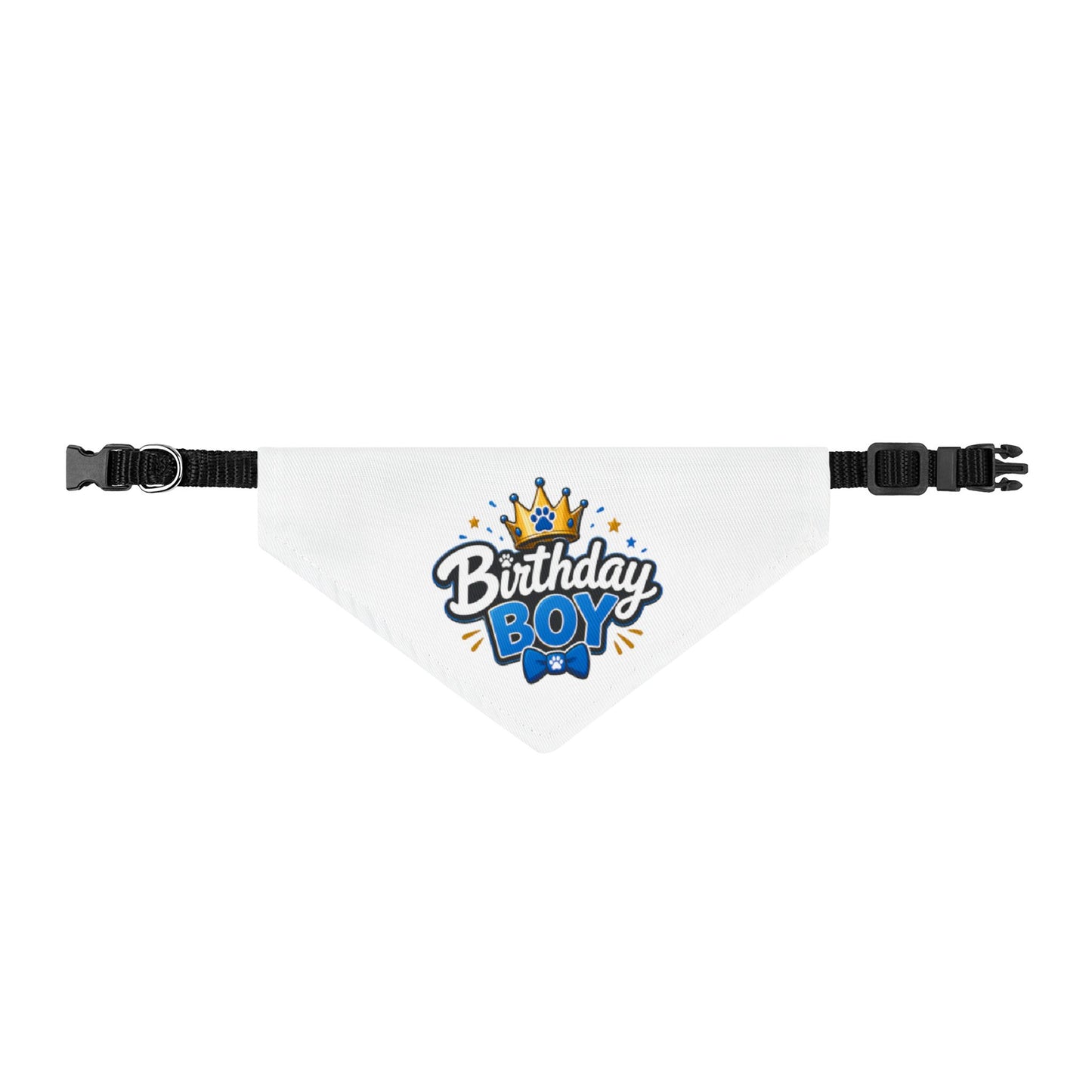 Birthday Boy Clip-On Pet Bandana — Birthday Crown & Bow Tie Dog Collar Accessory