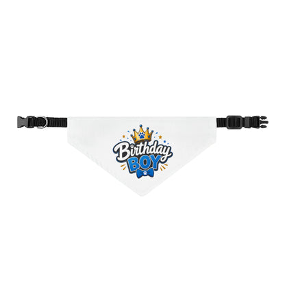 Birthday Boy Clip-On Pet Bandana — Birthday Crown & Bow Tie Dog Collar Accessory