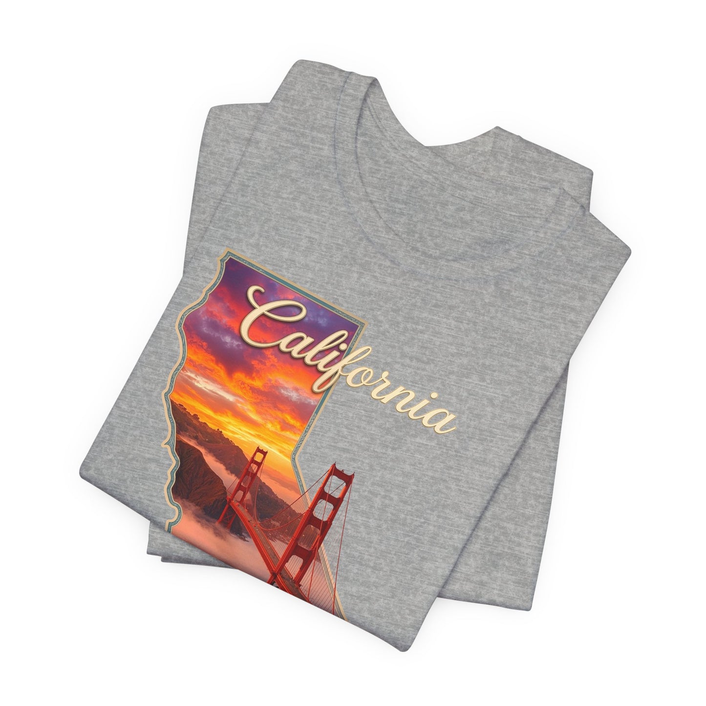 California Golden Gate Tee — "California The Golden State" Sunset Map T-Shirt