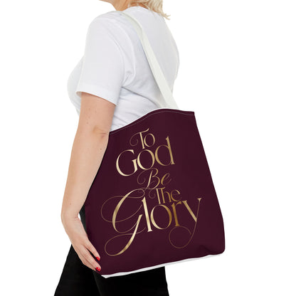 To God Be The Glory Burgundy Tote Bag — Inspirational Christian Scripture Tote