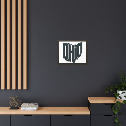 Ohio State Silhouette Matte Framed Canvas — Modern State Wall Art