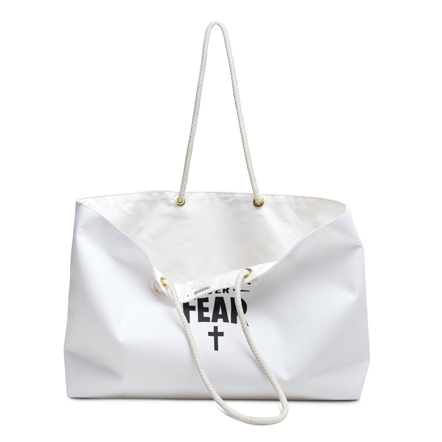Faith Over Fear Weekender Bag — Christian Travel Tote with Cross