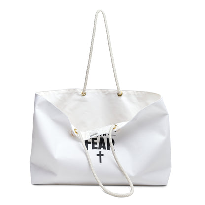 Faith Over Fear Weekender Bag — Christian Travel Tote with Cross