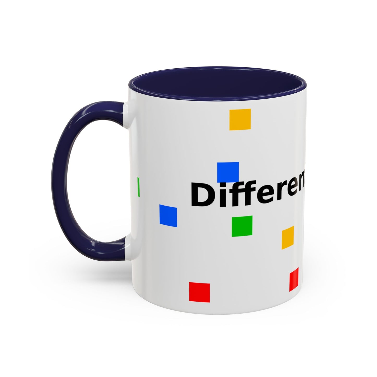 Accent Coffee Mug — 'Different Not Less' Pride-Inclusive Color Block Design (11/15oz)