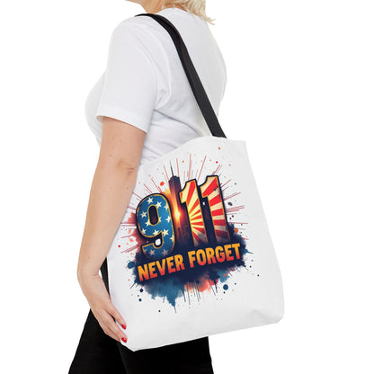9/11 Never Forget Tote Bag — Patriotic Memorial Tribute Tote