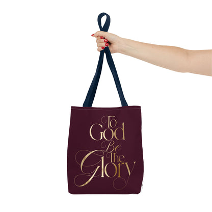 To God Be The Glory Burgundy Tote Bag — Inspirational Christian Scripture Tote