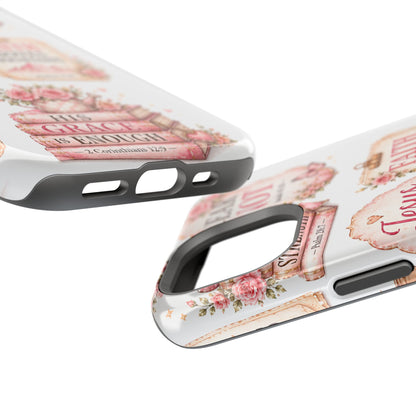 Christian Phone Case - "Fear Not, Faith Moves Mountains, Jesus Saves" Floral Magnetic Impact-Resistant Case