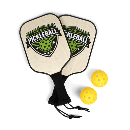 Pickleball Paddle Kit — Set of 2 Lightweight Paddles & 2 Balls with Pickleball Shield Logo