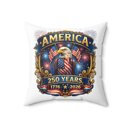 America 250th Anniversary Decorative Pillow — Eagle & Fireworks 1776–2026