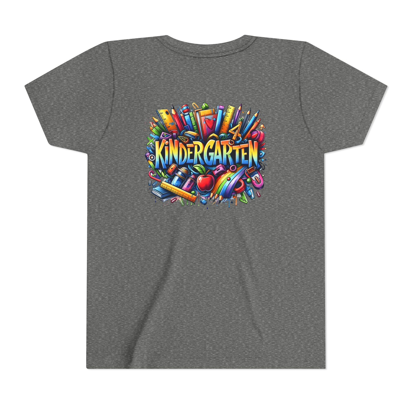 Kindergarten Colorful School Supplies Youth Tee — Back-to-School Kids T-Shirt