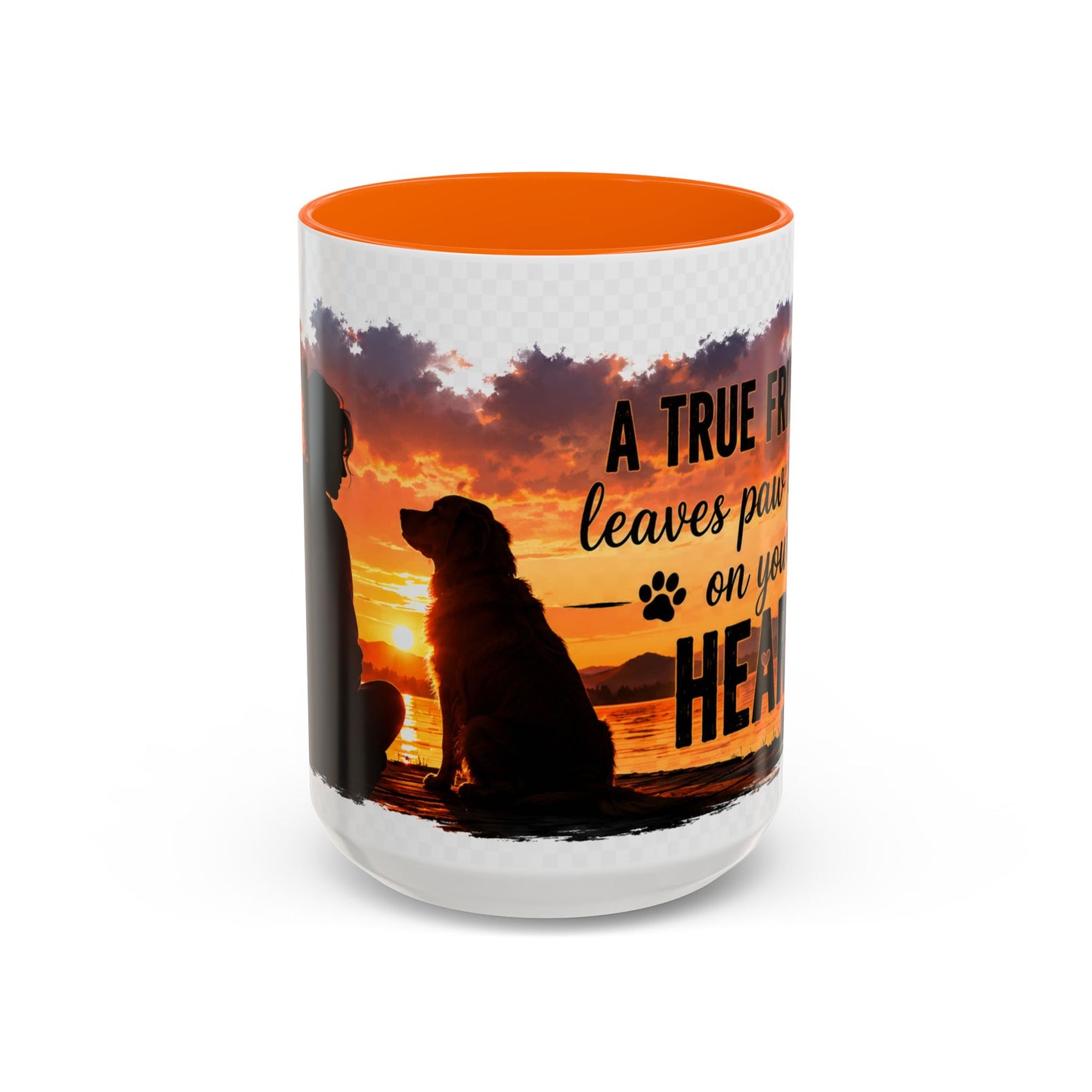 Dog Lover Coffee Mug - "A True Friend Leaves Paw Prints on Your Heart" Accent Mug (11/15oz)